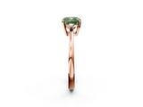 Rose gold Fancy Green Cushion  Cut Three-Stone Solitaire Ring with Round Accent Diamonds and Four-Prong Setting_22