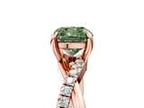 Rose gold Fancy Green Cushion  Cut Twist Band Solitaire Diamond Ring with Pavé Setting_8