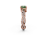 Rose gold Fancy Green Cushion  Cut Twisted Pavé Band Solitaire Ring with Four-Prong Setting_57