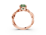 Rose gold Fancy Green Cushion  Cut Twisted Pavé Band Solitaire Ring with Four-Prong Setting_58