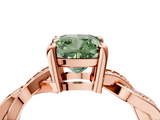 Rose gold Fancy Green Cushion  Cut Twisted Pavé Band Solitaire Ring with Four-Prong Setting_59