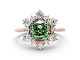 Rose gold Fancy Green Cushion  Diamond Cluster Halo Ring with Solitaire Band and Four-Prong Setting_20
