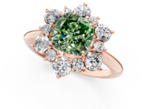 Rose gold Fancy Green Cushion  Diamond Cluster Halo Ring with Solitaire Band and Four-Prong Setting_21