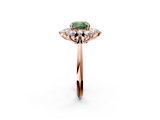 Rose gold Fancy Green Cushion  Diamond Cluster Halo Ring with Solitaire Band and Four-Prong Setting_22