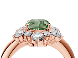 Rose gold Fancy Green Cushion  Diamond Cluster Halo Ring with Solitaire Band and Four-Prong Setting_24