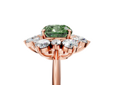 Rose gold Fancy Green Cushion  Diamond Cluster Halo Ring with Solitaire Band and Four-Prong Setting_25