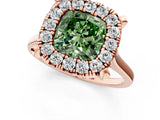 Rose gold Fancy Green Cushion  Diamond Cluster Halo Solitaire with Four-Prong Setting_96