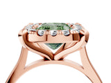 Rose gold Fancy Green Cushion  Diamond Cluster Halo Solitaire with Four-Prong Setting_99