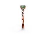 Rose gold Fancy Green Cushion  Diamond Cluster Prong-Set Solitaire Ring_26
