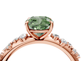 Rose gold Fancy Green Cushion  Diamond Cluster Prong-Set Solitaire Ring_28