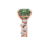 Rose gold Fancy Green Cushion  Diamond Cluster Prong-Set Solitaire Ring_29
