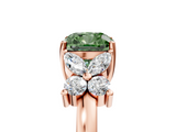 Rose gold Fancy Green Cushion  Diamond Floral Cluster Ring with Solitaire Band and Prong Setting_67
