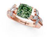 Rose gold Fancy Green Cushion  Diamond Floral Vine Solitaire Engagement Ring_4