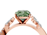 Rose gold Fancy Green Cushion  Diamond Floral Vine Solitaire Engagement Ring_7