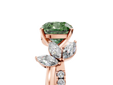 Rose gold Fancy Green Cushion  Diamond Floral Vine Solitaire Engagement Ring_8