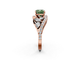 Rose gold Fancy Green Cushion  Diamond Halo Ring with Marquise and Pavé Band in Prong Setting_39