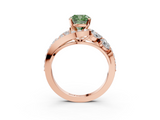 Rose gold Fancy Green Cushion  Diamond Halo Ring with Marquise and Pavé Band in Prong Setting_40