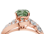 Rose gold Fancy Green Cushion  Diamond Halo Ring with Marquise and Pavé Band in Prong Setting_41