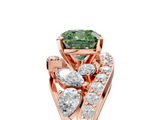 Rose gold Fancy Green Cushion  Diamond Halo Ring with Marquise and Pavé Band in Prong Setting_42