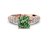 Rose gold Fancy Green Cushion  Diamond Pavé Band Solitaire Ring with Four-Prong Setting_49