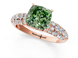Rose gold Fancy Green Cushion  Diamond Pavé Band Solitaire Ring with Four-Prong Setting_50