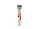 Rose gold Fancy Green Cushion  Diamond Pavé Band Solitaire Ring with Four-Prong Setting_51