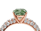 Rose gold Fancy Green Cushion  Diamond Pavé Band Solitaire Ring with Four-Prong Setting_53