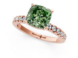 Rose gold Fancy Green Cushion  Diamond Pavé Band Solitaire with Four-Prong Setting_215
