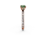 Rose gold Fancy Green Cushion  Diamond Pavé Band Solitaire with Four-Prong Setting_216