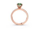 Rose gold Fancy Green Cushion  Diamond Pavé Band Solitaire with Four-Prong Setting_217