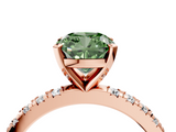Rose gold Fancy Green Cushion  Diamond Pavé Band Solitaire with Four-Prong Setting_218