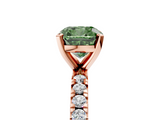 Rose gold Fancy Green Cushion  Diamond Pavé Band Solitaire with Four-Prong Setting_219