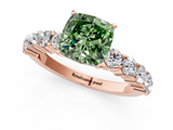 Rose gold Fancy Green Cushion  Diamond Pavé Band Solitaire with Four-Prong Setting_4