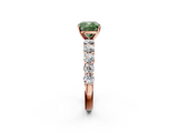 Rose gold Fancy Green Cushion  Diamond Pavé Band Solitaire with Four-Prong Setting_5