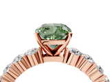 Rose gold Fancy Green Cushion  Diamond Pavé Band Solitaire with Four-Prong Setting_7
