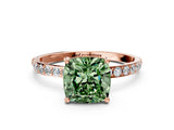 Rose gold Fancy Green Cushion  Diamond Pavé Band with Six-Prong Setting_27