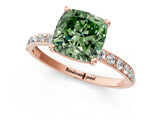 Rose gold Fancy Green Cushion  Diamond Pavé Band with Six-Prong Setting_28