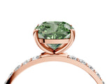 Rose gold Fancy Green Cushion  Diamond Pavé Band with Six-Prong Setting_31