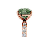 Rose gold Fancy Green Cushion  Diamond Pavé Band with Six-Prong Setting_32