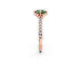 Rose gold Fancy Green Cushion  Diamond Pave Band with Floral Prong Setting_29