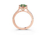 Rose gold Fancy Green Cushion  Diamond Pave Band with Floral Prong Setting_30