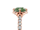 Rose gold Fancy Green Cushion  Diamond Pave Band with Floral Prong Setting_32