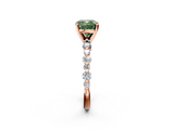 Rose gold Fancy Green Cushion  Diamond Prong Set Engagement Ring with Pave Band_187