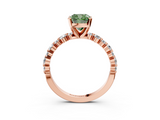 Rose gold Fancy Green Cushion  Diamond Prong Set Engagement Ring with Pave Band_188