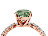 Rose gold Fancy Green Cushion  Diamond Prong Set Engagement Ring with Pave Band_189