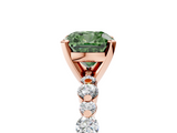 Rose gold Fancy Green Cushion  Diamond Prong Set Engagement Ring with Pave Band_190