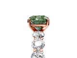 Rose gold Fancy Green Cushion  Diamond Prong Setting with Side Stones on a Pave Band_136