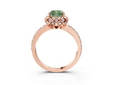 Rose gold Fancy Green Cushion  Diamond Solitaire Ring with Shared Prong Pavé Band_57