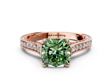 Rose gold Fancy Green Cushion  Diamond Solitaire with Pave Band and Six-Prong Setting_20