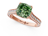 Rose gold Fancy Green Cushion  Diamond Solitaire with Pave Band and Six-Prong Setting_21